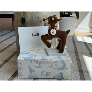 Steiff 50 Year Anniversary Rudolph Red Nose Reindeer Limited 350 Mohair Teddie